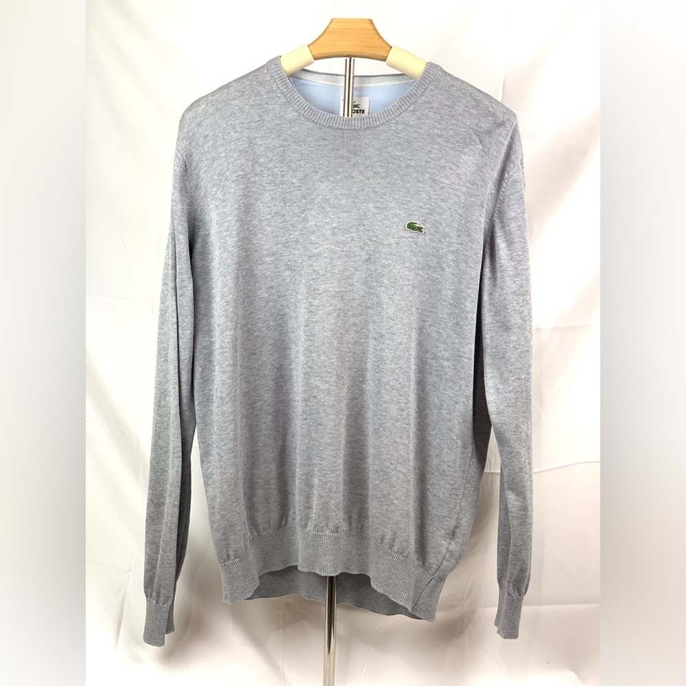 Lacoste Men's Light Gray Crewneck Sweater Pre-owned